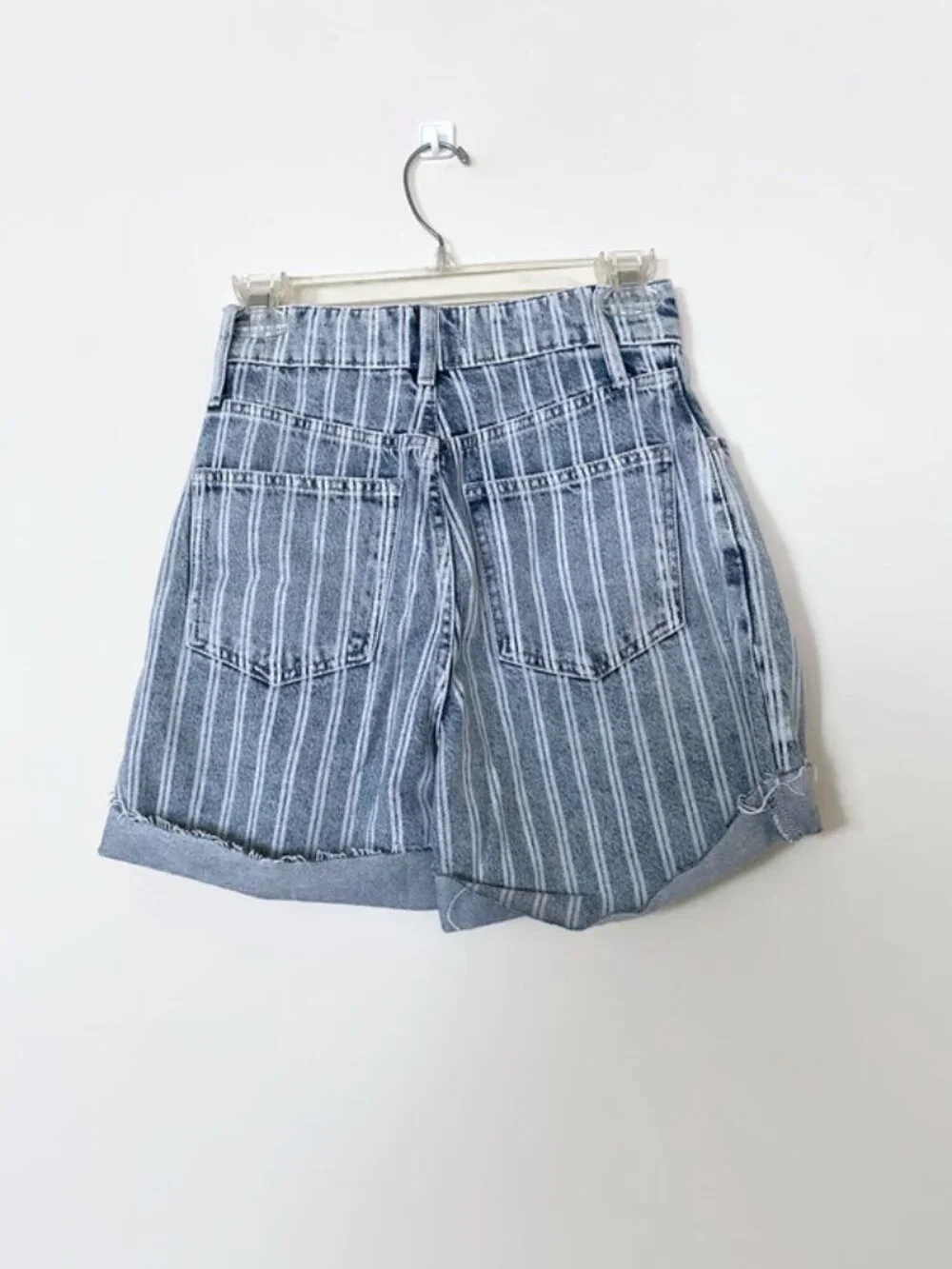 FREE PEOPLE Denim striped shorts